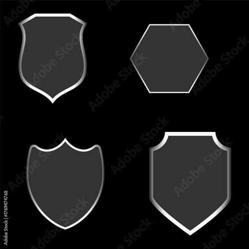 Light frame liquid glass elements with glowing effect, circles, stars, futuristic HUD interface design set for web and mobile apps, vector illustration