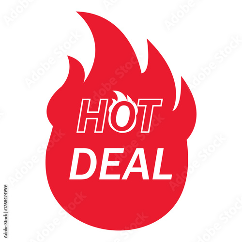 Hot deal icon vector, hot deal sticker, icon, label flat trendy vector illustration isolated on white background.