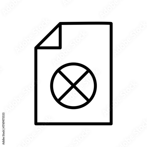 Cross and Page icon. Paper or Document symbol