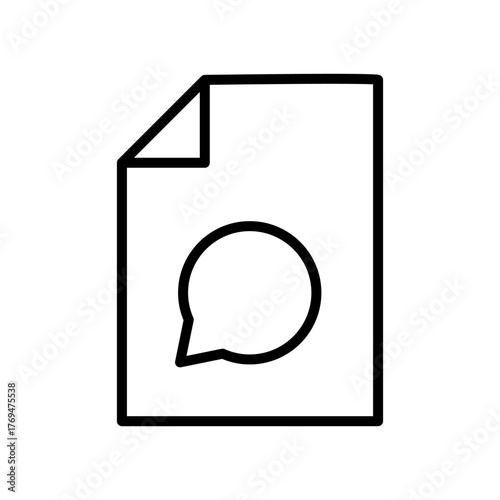 Chat and Page icon. Speech Bubble and Paper or Document symbol