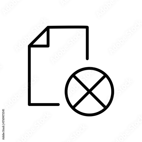 Cross and Page icon. Paper or Document symbol