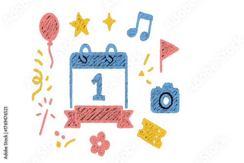 Creative calendar illustration featuring celebration icons for special events and occasions