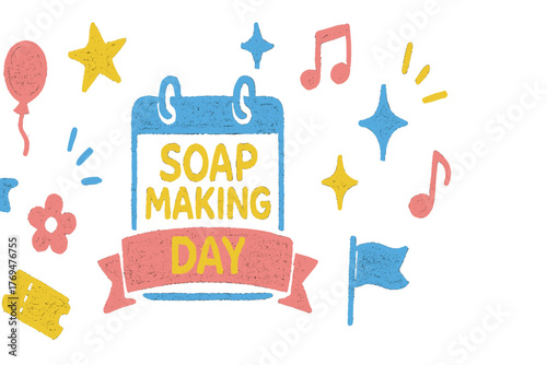 Celebration of creativity and fun during soap making day with colorful decorations and playful designs