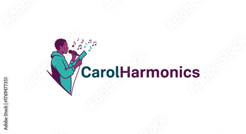 CarolHarmonics logo featuring a singer with musical notes.