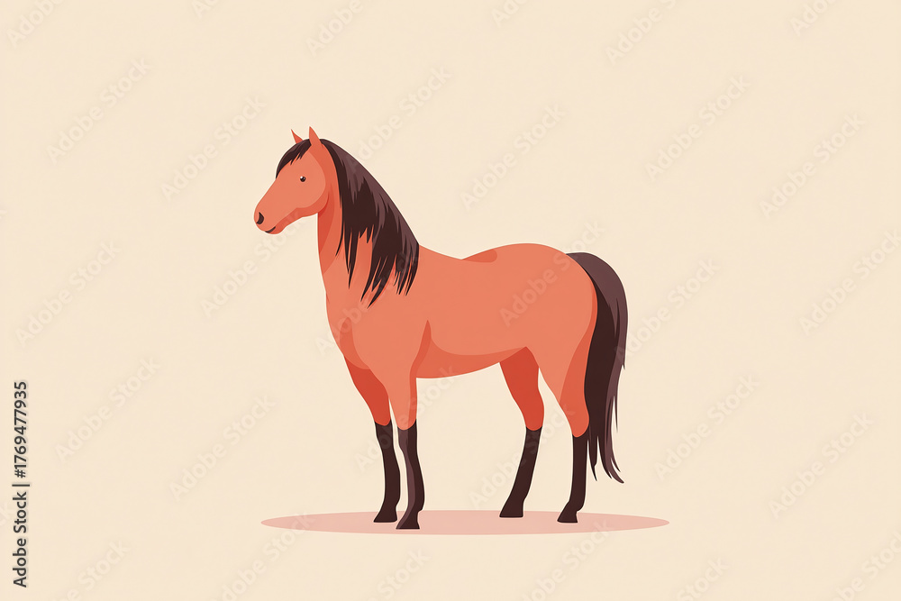 Obraz premium シンプルな立ち姿の馬のイラスト