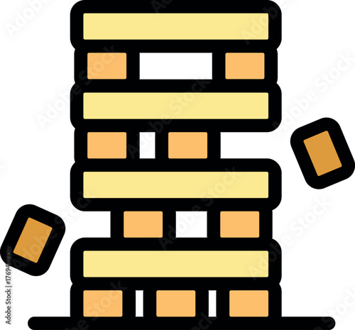 Wooden blocks falling from a stacked tower game
