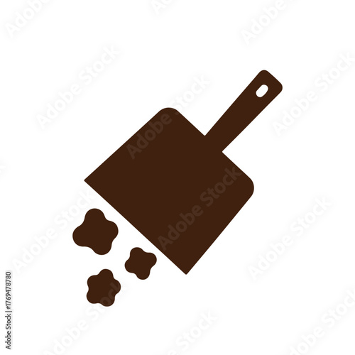 Metal trowel and shovel tools isolated on white with a cup of coffee beans, illustrating gardening equipment and a kitchen utensil