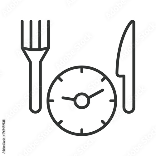Meal timing icon in line design. meal timing, nutrition, schedule, food, diet, health, lifestyle on white background vector. meal timing editable stroke icon