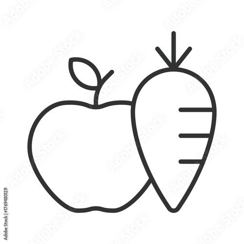Nutrition icon in line design. nutrition, healthy, food, diet, wellness, vegetables, fruit on white background vector. nutrition editable stroke icon