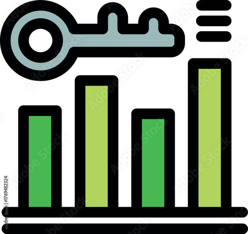 Key hovering over a growth chart symbolizing unlocking potential and achieving business success