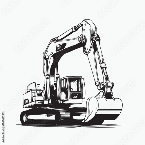 excavator on a white background