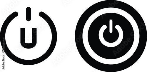 Two power button icons representing start and stop functions