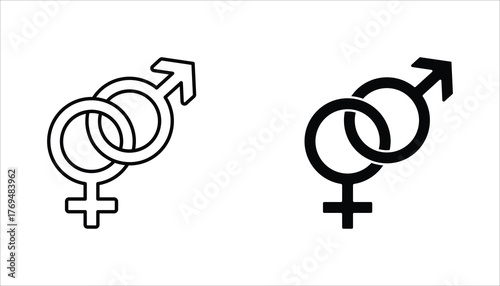 Gender symbol icon set. Sex genders. Gender vector icons. Male and Female. Isolated on white background.