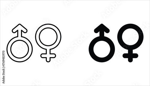 Gender symbol icon set. Sex genders. Gender vector icons. Male and Female. Isolated on white background.