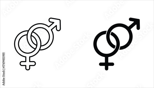Gender symbol icon set. Sex genders. Gender vector icons. Male and Female. Isolated on white background.