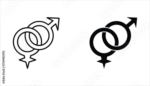 Gender symbol icon set. Sex genders. Gender vector icons. Male and Female. Isolated on white background.