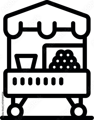 Mobile food stand selling popcorn and drinks at an outdoor market, perfect for a quick snack or refreshment