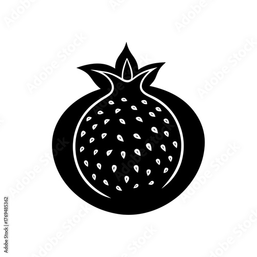 Illustration of a black pomegranate with seeds on a white background artful on transparent background