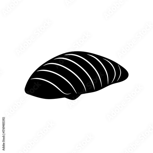 Illustration of a single piece of nigiri sushi with visible rice and fish slice on transparent background