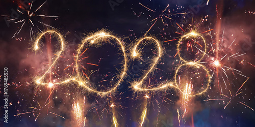 Canvas Print happy new year, new year's eve, silvester, new year, celebration greeting card,