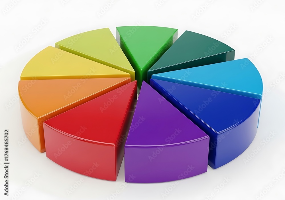 Fototapeta premium Colorful segmented circle pie chart toy for educational and creative visuals