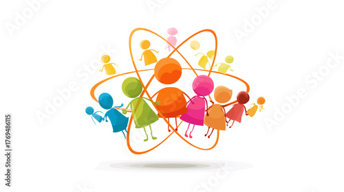Children Around an Atom Icon: Collaborative STEM Learning and Education