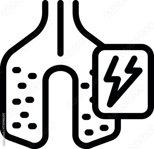 Thyroid gland icon with electric symbol, representing energy production and hormonal regulation