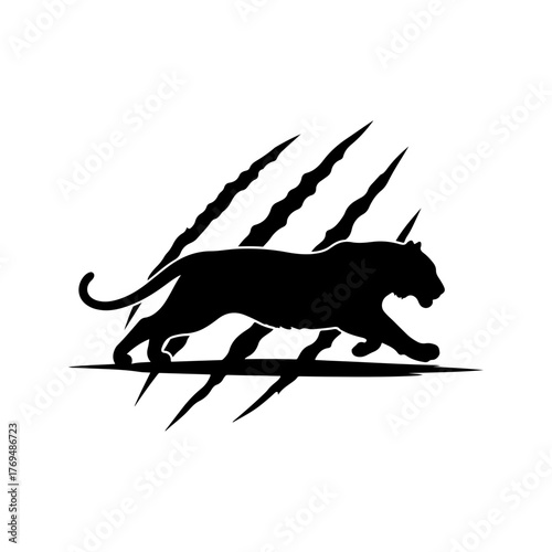 Running Tiger Silhouette Vector, Wild Animal
