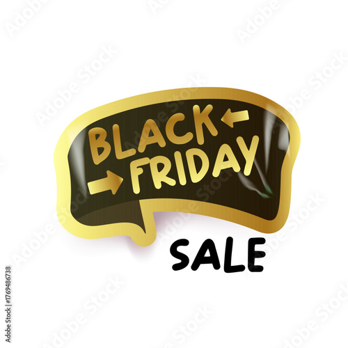 Black Friday SALE gold and black sticker isolated on white. black friday Price sale sticker, sale sticker, price tag, retro label, sale or discount sticker, promotional badge set, shopping label png