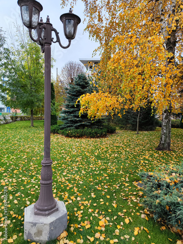 street lamp in autumn