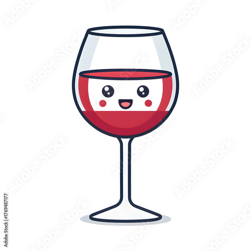 Wine glass in emoji style, isolated on white background, representing celebration, elegance, and social gatherings
