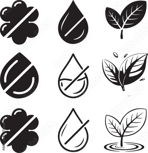 Nine Detailed Phosphate Free Icons on Transparent Background vector