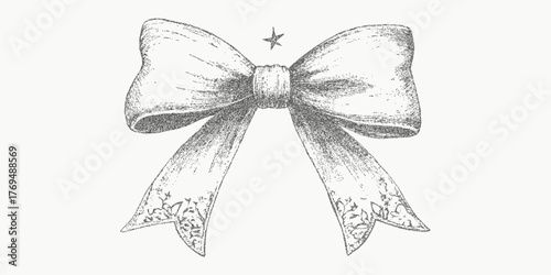 Cute bow. Abstract brush mark with rough grain, speckled noise and light dust. Threshold edges and subtle paper pattern.