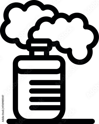 Perfume bottle spraying a cloud of fragrance, representing luxury, beauty, and personal care