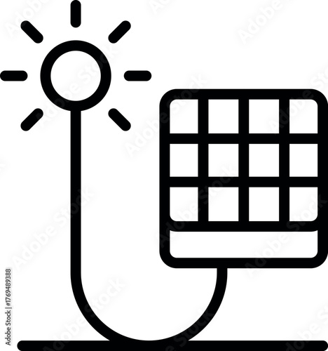 Solar panel receiving sunlight, converting solar energy into electricity, representing sustainable power generation