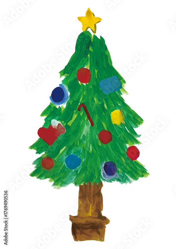 クリスマスツリーの水彩画
