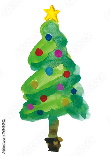 クリスマスツリーの水彩画
