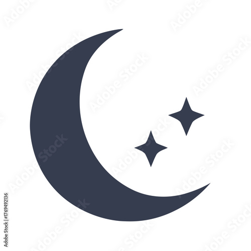 A beautiful blue **crescent moon and stars
