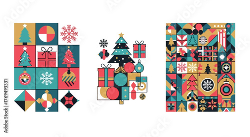 Christmas Composition Festive Geometric Design Elements for Holiday Celebrations and Decor
