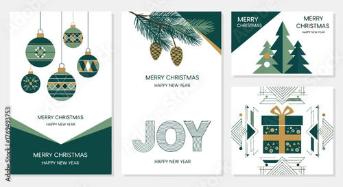 Festive Greetings A Collection of Christmas Cards with Geometric Designs and Seasonal Motifs