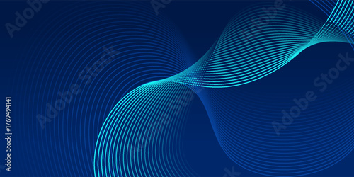 Modern blue and green abstract background with dynamic curved wave lines and smooth gradient, futuristic technology design ideal for business presentation, digital banner, website, corporate branding.