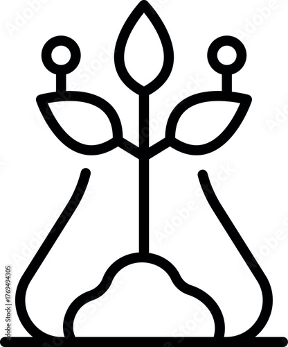 Chemical flask containing growing plant representing scientific research, innovation in botany and bioengineering