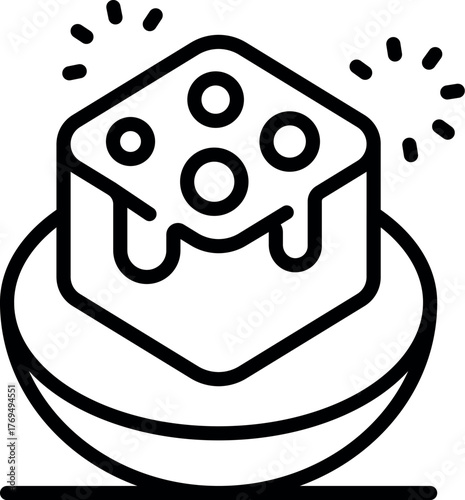 Honeycomb block on plate with honey dripping, radiating sweetness and golden light