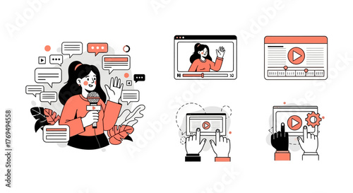 Diverse Readers Enjoying Books Vector Illustration of People Reading