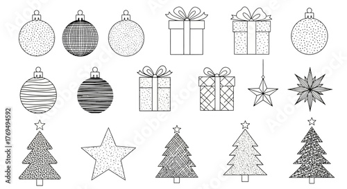 Hatched Christmas Ornaments and Tree Decorations