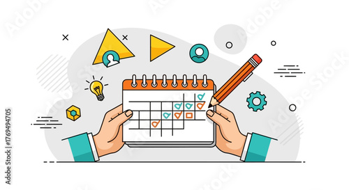 Calendar Planning Illustration for Scheduling and Task Management