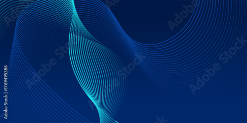 Modern blue and green abstract background with dynamic curved wave lines and smooth gradient, futuristic technology design ideal for business presentation, digital banner, website, corporate branding.