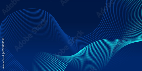 Modern blue and green abstract background with dynamic curved wave lines and smooth gradient, futuristic technology design ideal for business presentation, digital banner, website, corporate branding.