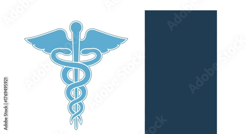 Caduceus Icon Medical Symbol Design with Modern Style and Blue Color Scheme - Healthcare Concept