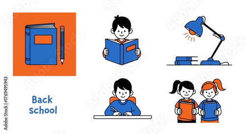 Back to School Icons Illustrations of Education, Learning, and Student Activities in a Vector Format